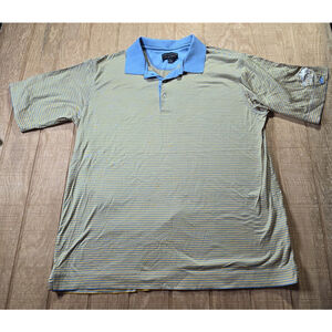 Cutter & Buck Shirt Large L Blue Yellow Striped Tuscany